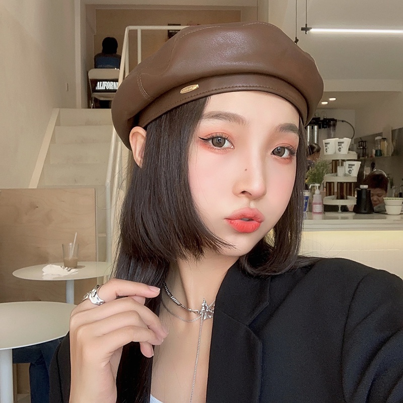 Mũ Beret Da Thời Trang Dành Cho Nữ