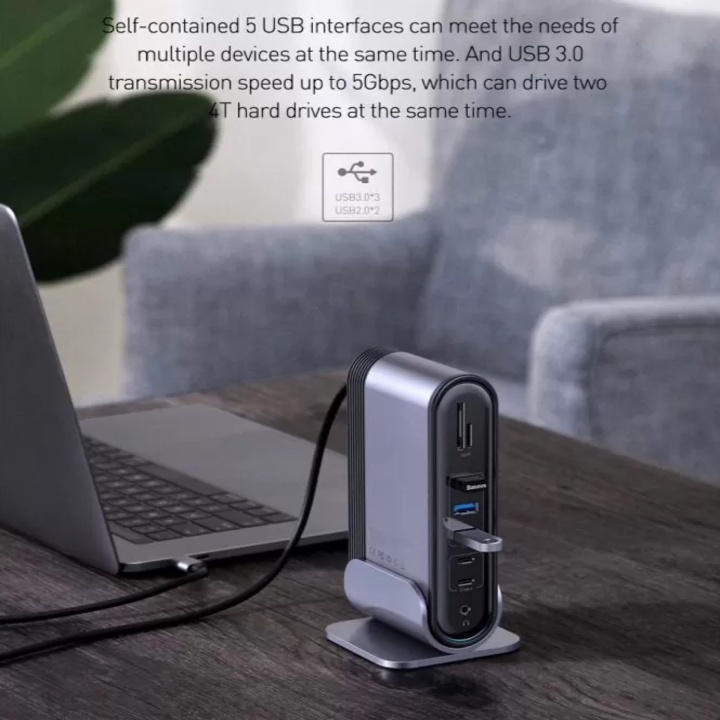 Bộ HUB Chuyển đổi cổng máy tính đa năng 17 trong 1. Thương hiệu Baseus CAHUB-DG0G - [CHÍNH HÃNG - BẢO HÀNH 1 NĂM]