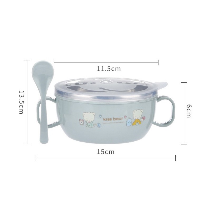 Kids_mart:Bát ăn dặm inox 2 lớp cách nhiệt cho bé