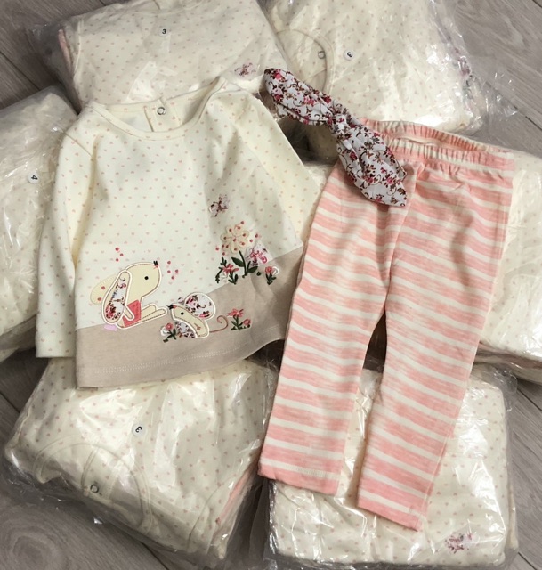 Set bé gái 3 chi tiết bộ dài kèm băng đô 9M-4Y