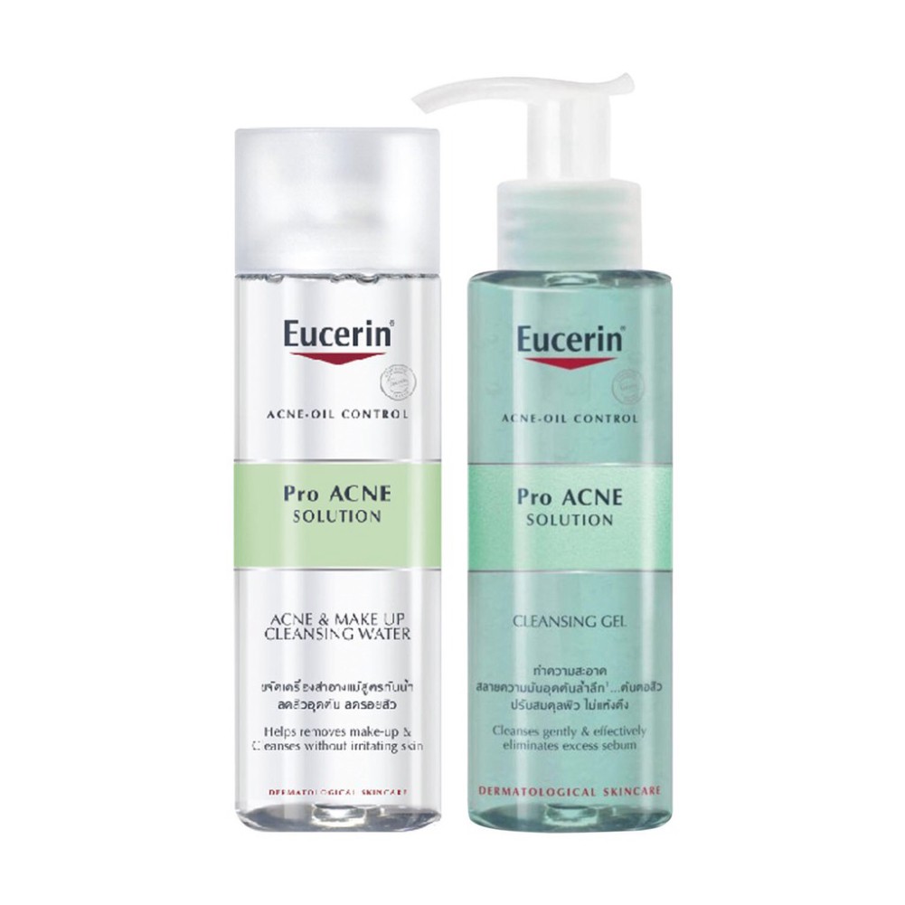 [CHÍNH HÃNG] Combo Eucerin Nước Tẩy Trang Acne Makeup &amp; Cleansing Water 200ml Và Proc Acne Cleansing Gel 200ml