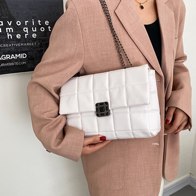 Túi Đeo Vai Một Dây Xích Có Khóa Hình Thoi Cổ Điển Dành Cho Bạn Nữ