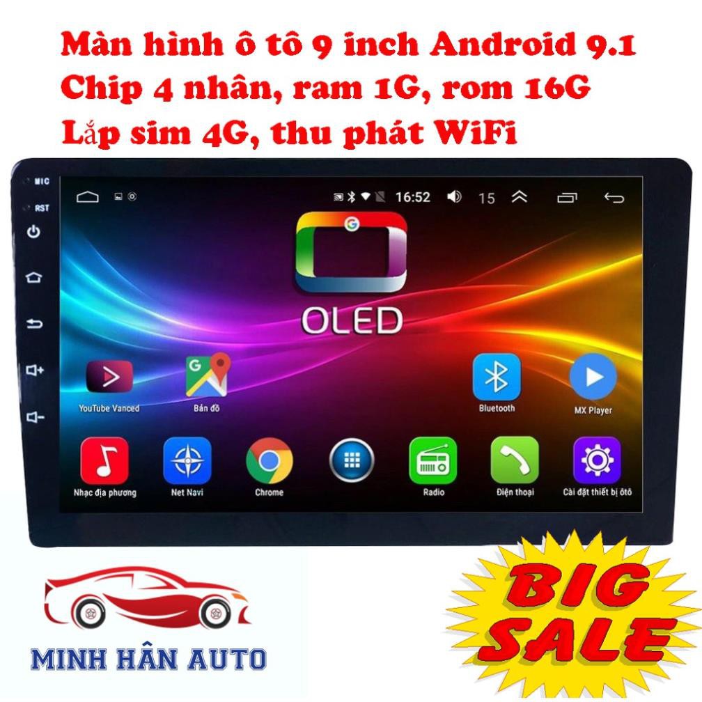 Màn hình DVD android lắp sim 4G thu phát wifi, KÍNH CƯỜNG LỰC 2.5 D, chỉ đường tiện ích, màn hình ô tô cho các dòng xe