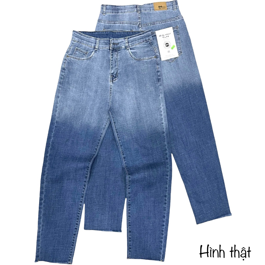 Quần jean 9 tấc Bigsize loang màu Ombre siêu đẹp 4074 4213, lưng cao, co dãn mạnh