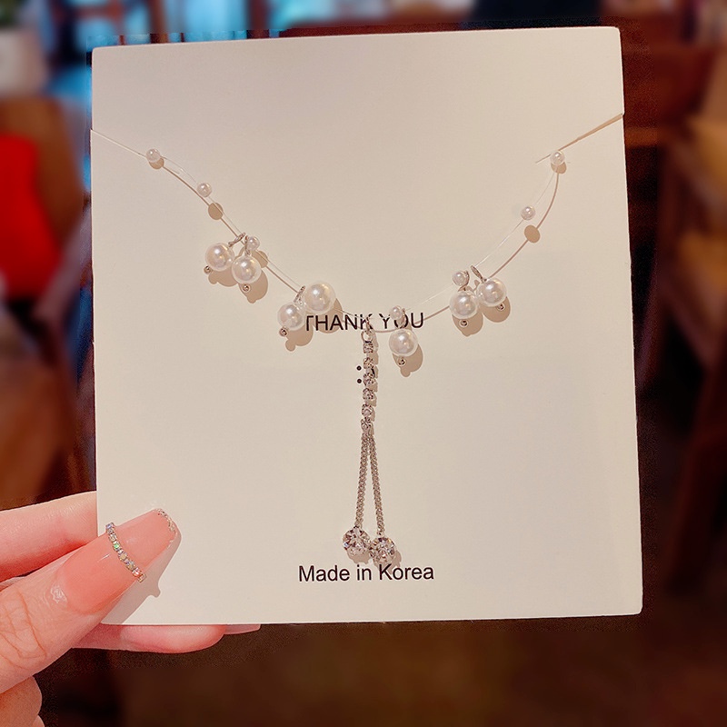 Vòng cổ Mặt Hình Giọt Nước Đính Ngọc Trai Và Kim Cương Lấp Lánh Sang Trọng