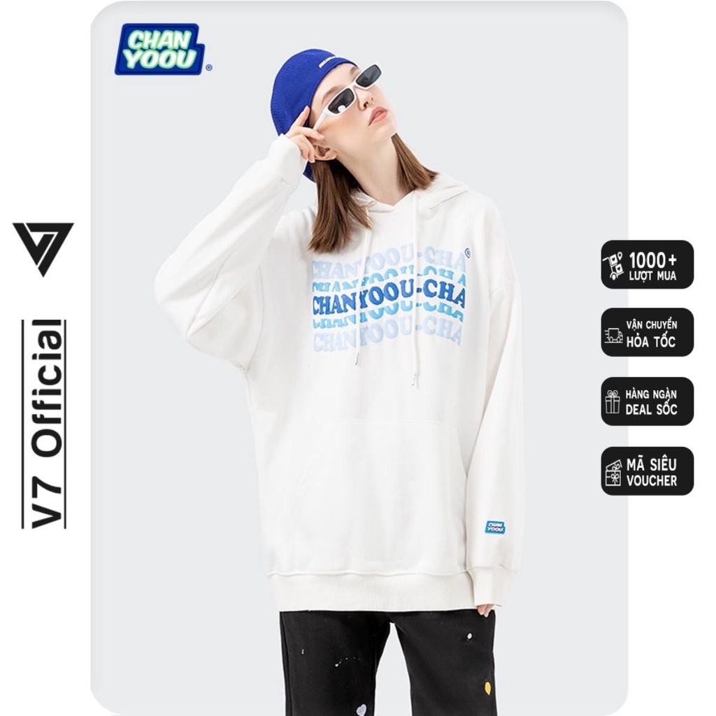 Áo Hoodie/Sweater Chanyoou form rộng, unisex 2 màu đen trắng nhiều size (N309)