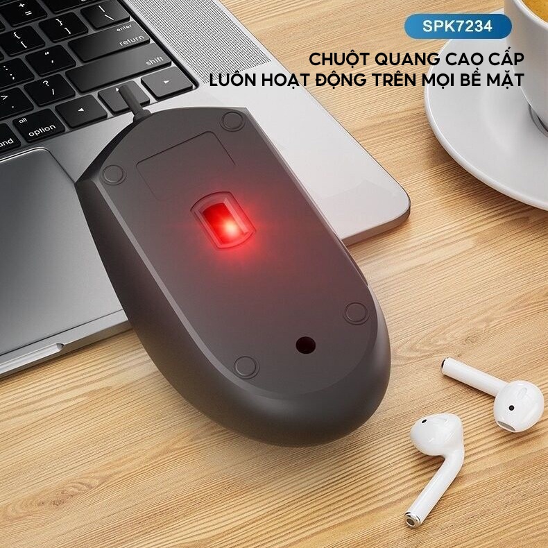 Chuột Có Dây Văn Phòng Chuột Quang Mã Hàng Spk 7234 Kết Nối Cổng Usb Dây Dài 1.2 Mét