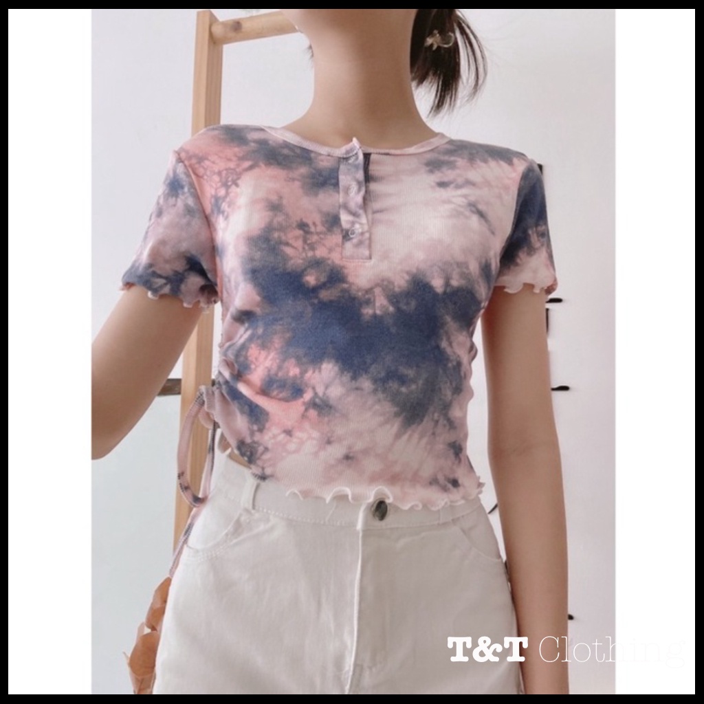 ÁO CROPTOP RÚT LOANG MÀU | Áo kiểu nữ teen | 23tshop