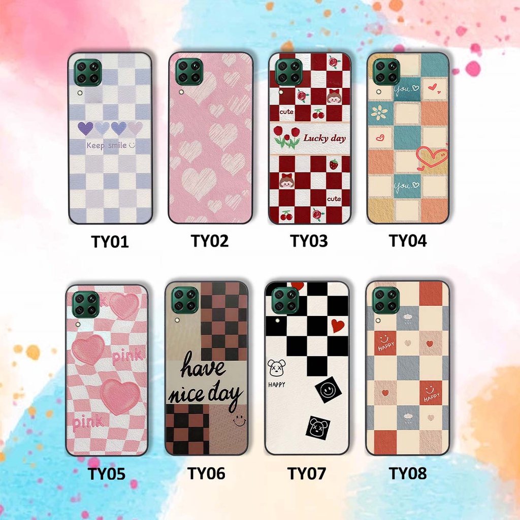 Ốp Huawei Nova 7i caro trái tim cá tính, thời trang siêu đẹp, siêu phong cách