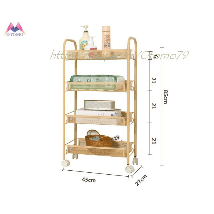 Xe Đẩy Spa 4 Tầng 7SEN Chất Liệu Thép Sơn Tĩnh Điện, Kệ Đa Năng Khay Lưới Thép Có Bánh Xe