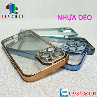 [ẢNH THẬT]Ốp lưng iPhone 11 Pro Max, 12 Pro Max, 13 Pro Max - Viền bóng - Lưng trong suốt - Nhựa dẻo - Kính full màn 21D