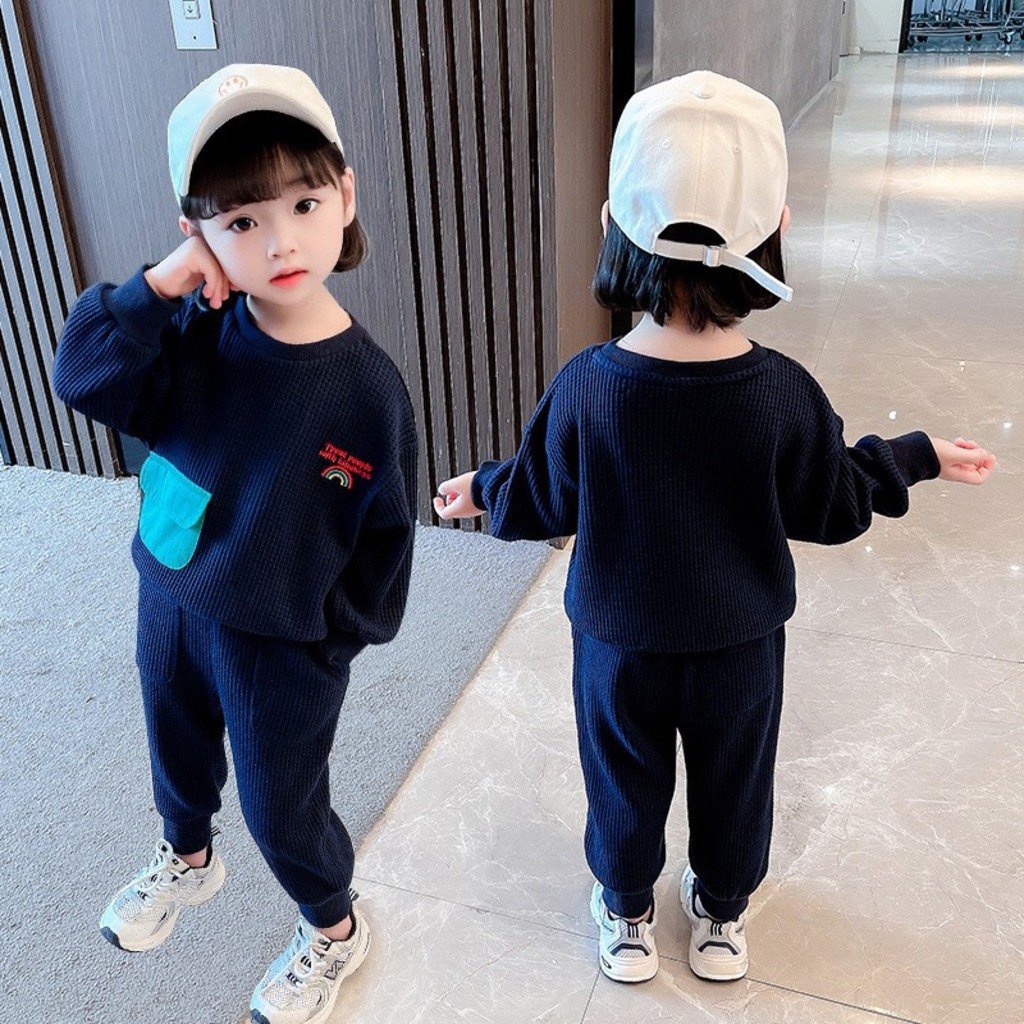 Bộ Nỉ Dài Tay Thu Đông Cho Bé Binbon kids, Quần áo mùa đông cho bé chất thun tổ ong co dãn bé từ 6-23kg