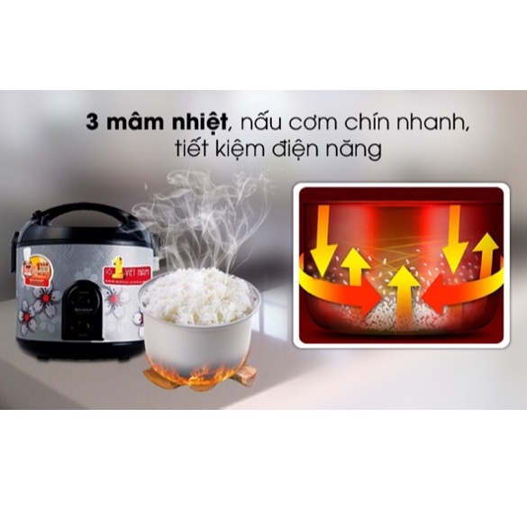 Nồi cơm điện Sharp 1.8 lít KS-NR191STV MỚI 100% SX THAILAN- Lòng nồi chống dính -Bảo hành 12 tháng