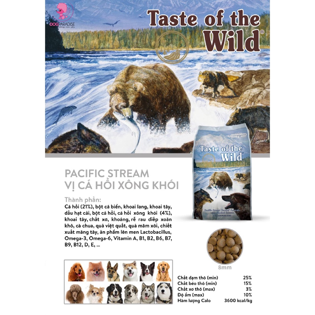 Thức ăn cho chó vị cá hồi 12.2kg Pacific Stream TASTE OF THE WILD - Dog Paradise