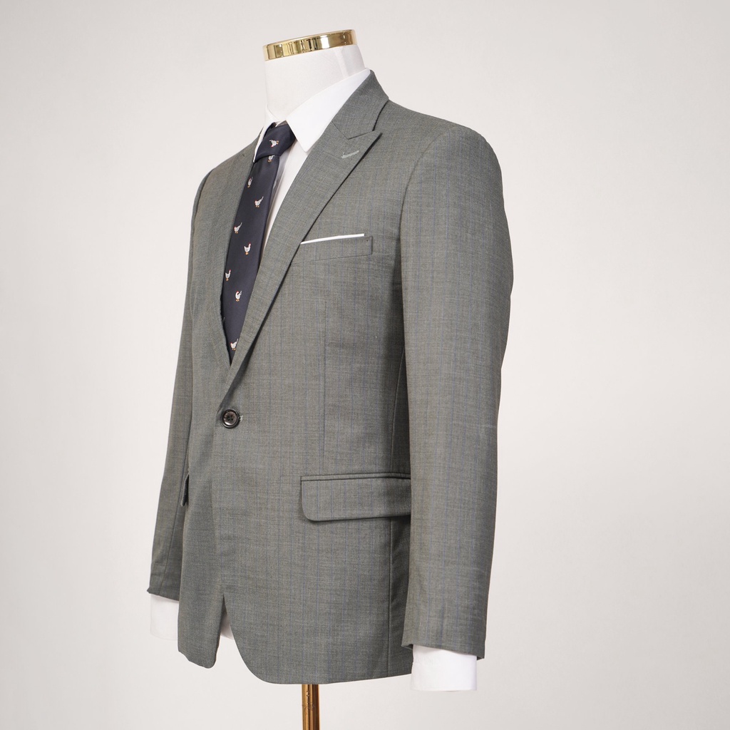 Vest nam satorial áo suit blazer, kẻ ô xanh rêu, 3 túi 2 khuy, đứng form, chất cashmere- THE SUITS HOUSE