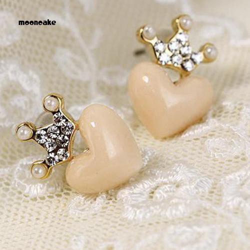 Đôi khuyên tai đính đá tạo hình vương miện thời trang cho nữ