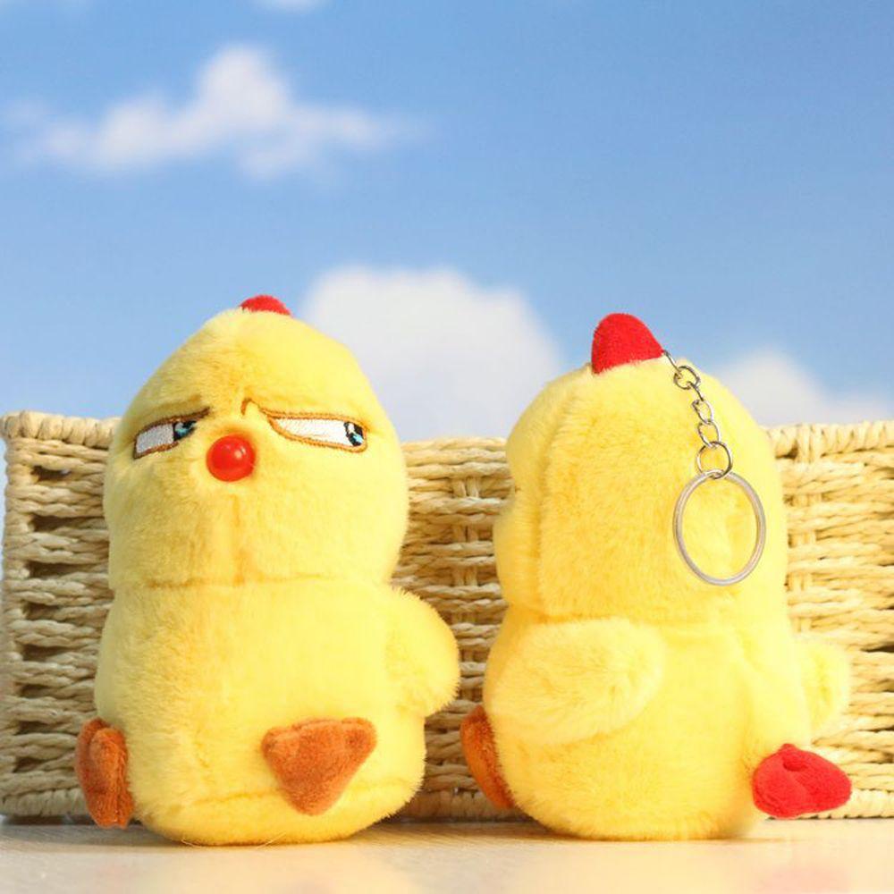 Móc Khóa Hình Gà Nhồi Bông Mềm Mại Màu Vàng REBUY1