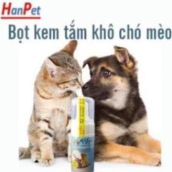 Bọt tắm khô chó mèo chuột hamster (Bọt kem tắm Hàng Nhật bản) chai 100ml Tắm thú cưng không cần nước