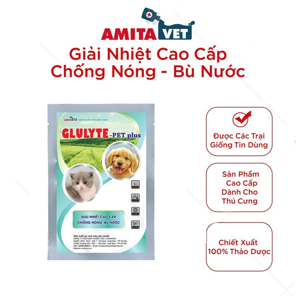 Bột Bổ Sung Vitamin Giải Nhiệt Tăng Đề Kháng Glulyte Pet Plus Amitavet 35g Pha Nước Uống Ngay- Bobo Pet Shop Hà Nội