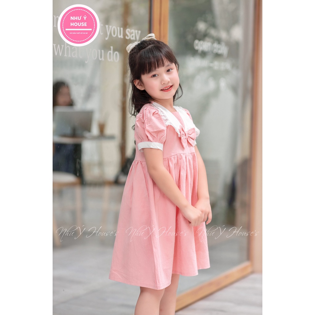 Váy bé gái đi học size đại 6-32kg 💝𝑭𝑹𝑬𝑬𝑺𝑯𝑰𝑷💝NHƯ Ý HOUSE'S-  Đầm bé đi học 0123456789 tuổi- váy thô đũi hồng cổ thuyền
