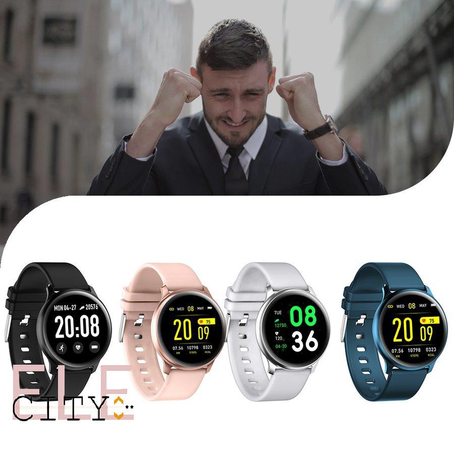 888ele⚡ KW19 Round Screen Smart Watch Real Time Heart Rate Measurement Step Count Blood Oxygen Sleep Monitoring