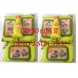 Combo 6 gói khăn ướt WESSER -80 tờ-Tặng 2 sữa tắm Wesser