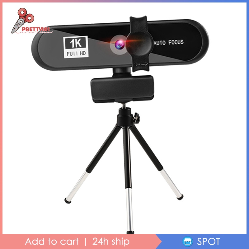 Webcam Prettyia1 1080P 2K 4K HD USB Tự Động Lấy Nét Có Giá Đỡ Ba Chân Bảo Vệ Chế Độ Riêng Tư Cho Laptop / Máy Tính Để Bàn