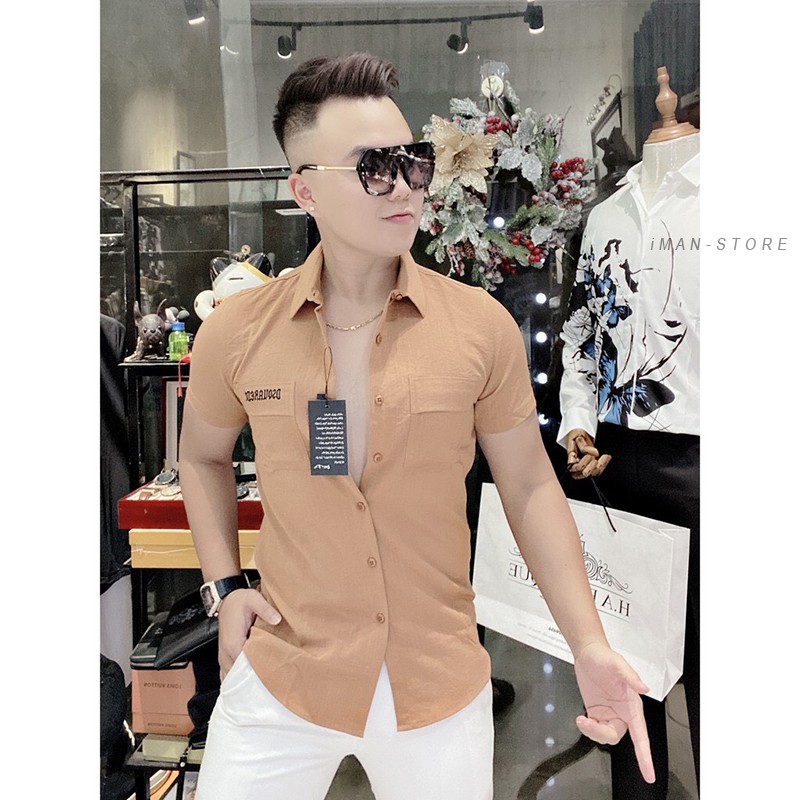 Áo Sơ Mi Đũi Ngắn Tay Túi Hộp, Áo Sơ Mi Nam Hàn Quốc Chất Đũi DS-Squareds Siêu Mịn, Thoáng Mát | BigBuy360 - bigbuy360.vn