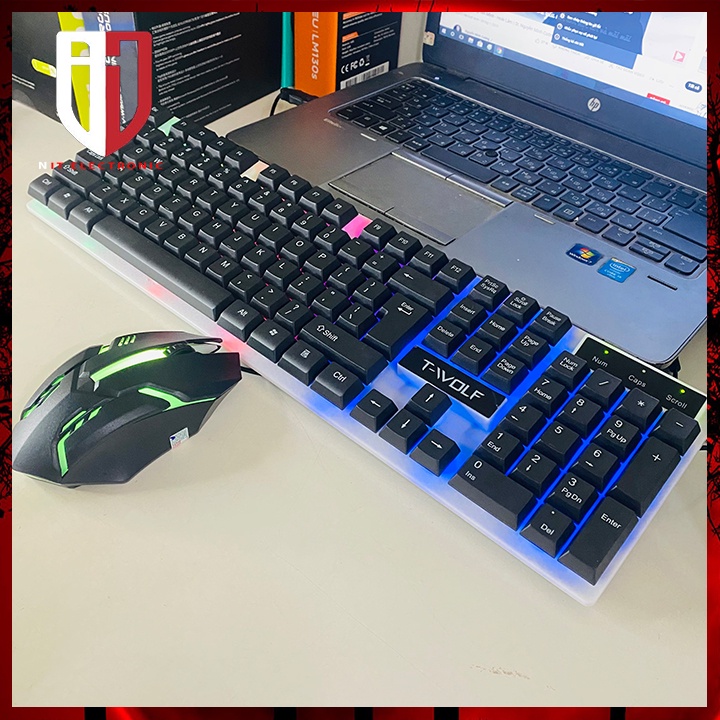 Combo Bàn Phím Chuột Máy Vi Tính Laptop Gaming Có Dây T-WOLF TF 230 Chuyên Game Có Led