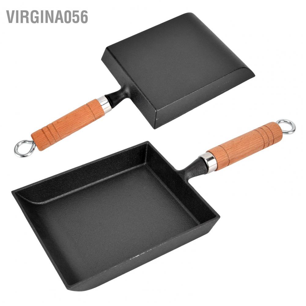 Có thể bán buôn 15.5CM Thickened Frying Pan Wood Handle Cast Iron Flat Bottomed Pancake for Kitchen Virgina056 Hàng giao ngay
