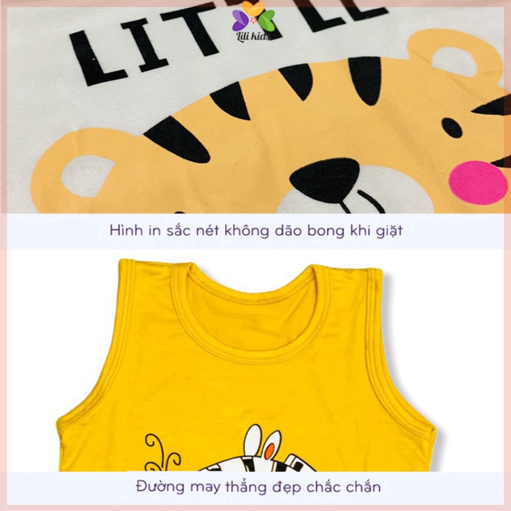 Bộ ba lỗ cho bé trai và bé gái chất thun lạnh mềm mịm họa tiết ngộ nghĩnh LILIKIDS BBL02