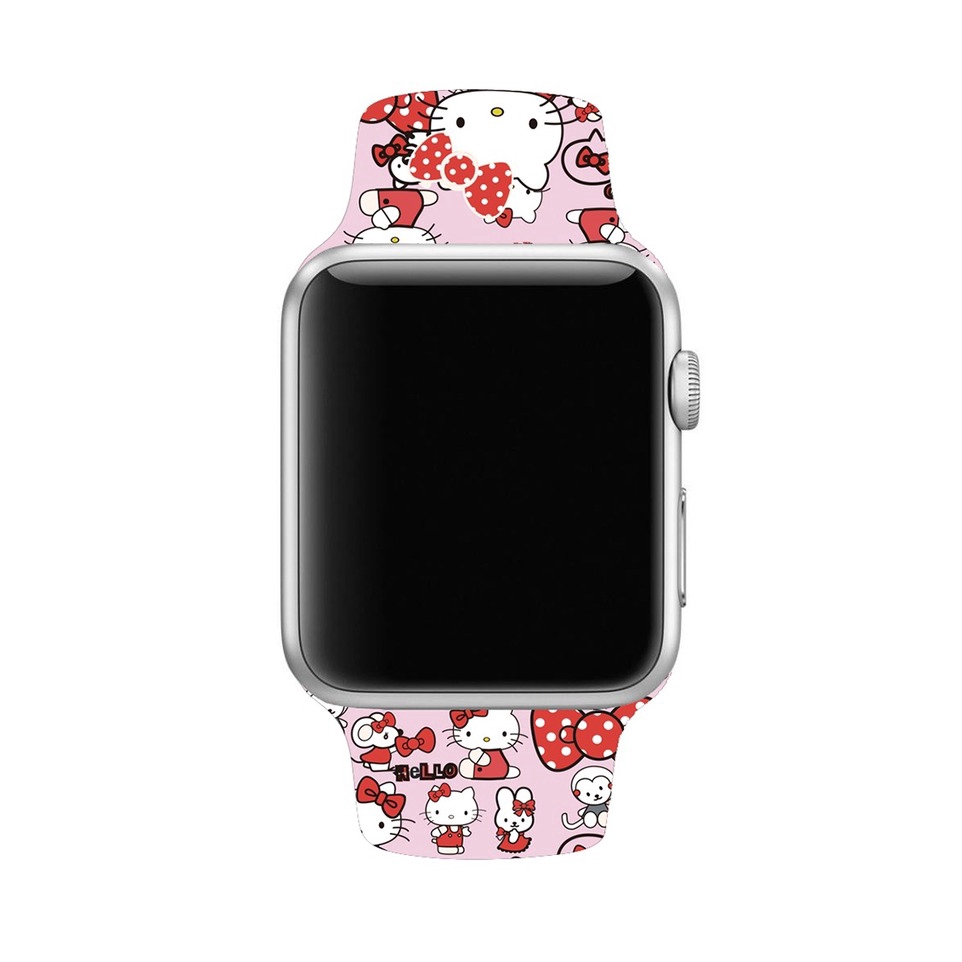 Dây Đeo Silicon In Hình Hello Kitty Cho Đồng Hồ Thông Minh Apple Watch Series 6 SE 5 4 3 2 1 38 42 40 44mm