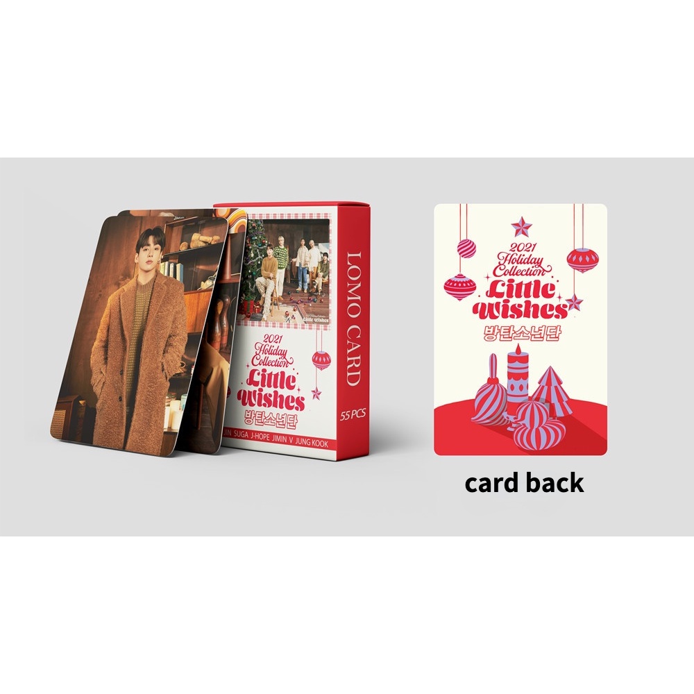 Set 55 thẻ hình LOMO KPOP BTS LITTLE WISHES Bangtan Boys phong cách giáng sinh