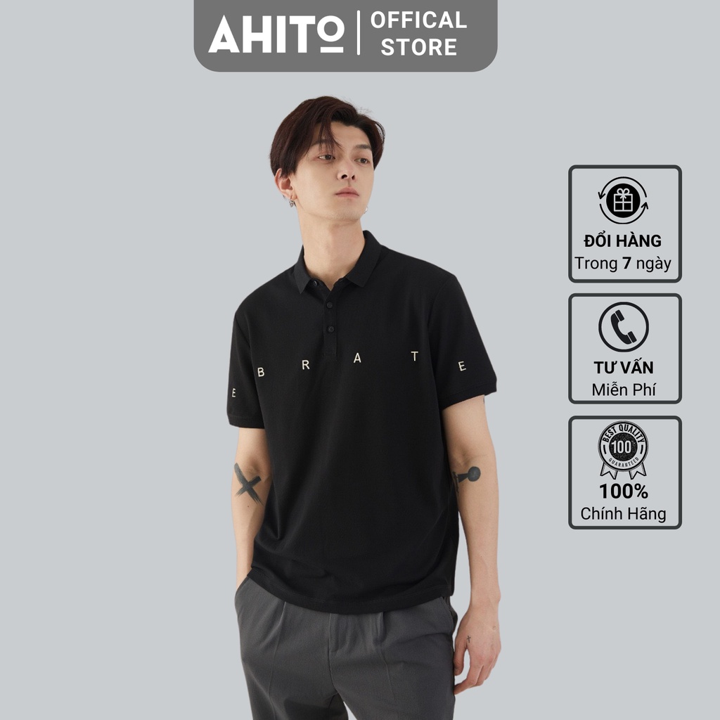 Áo Thun Polo Nam Ahito Cổ Bẻ Họa Tiết Chữ  Thêu Tay, Form chuẩn, Chất Cotton 100% Trẻ Trung Thời Trang | BigBuy360 - bigbuy360.vn