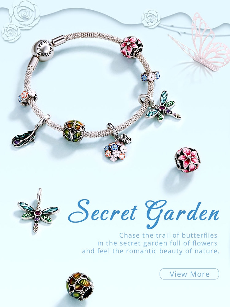 Hạt xỏ trang sức BAMOER SCC1702 bạc 925 nhiều màu sắc phong cách hoa sân vườn nhiều màu độc đáo