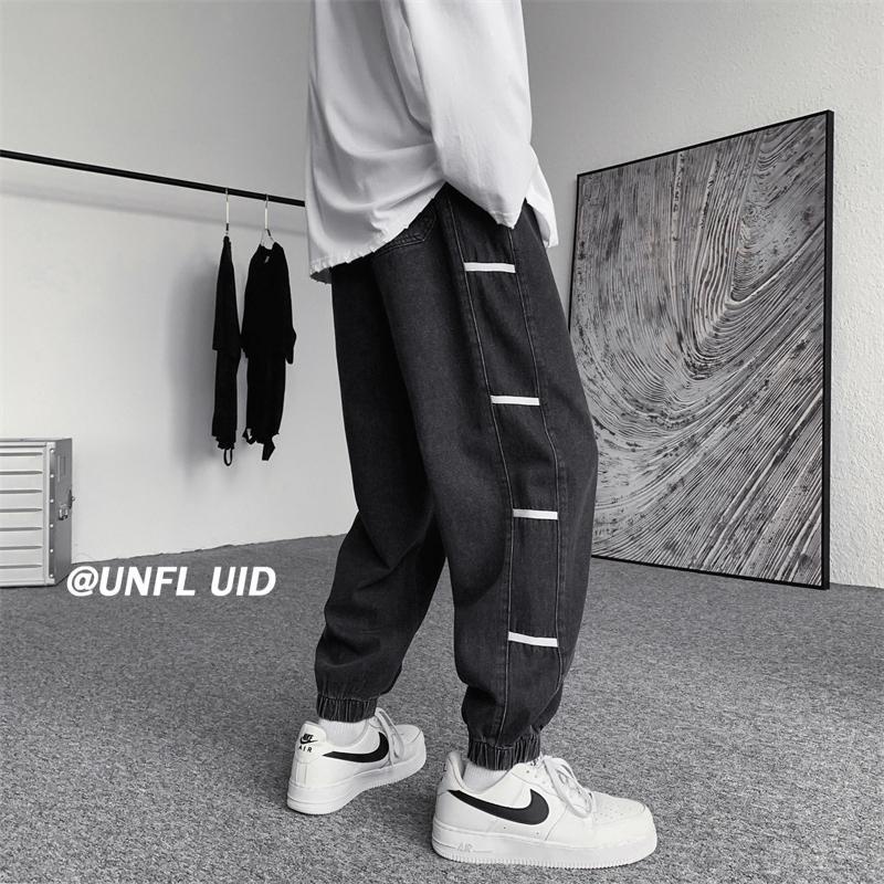 Quần jean dài dáng rộng kẻ sọc phong cách Nhật Bản chất lượng cao size S-3XL cho nam