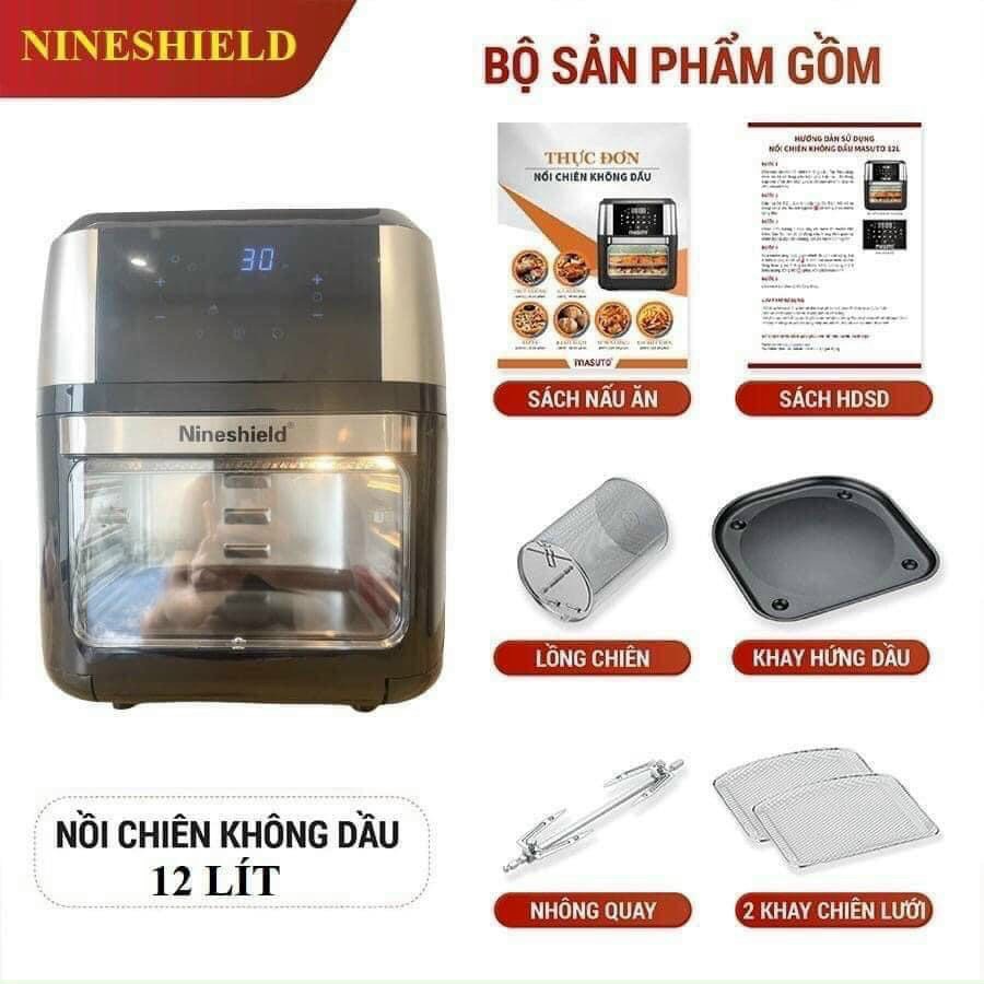 Nồi Chiên Không Dầu Nineshield 12l KB-1201 Bảo Hành 12 Tháng, Nồi Ko Dầu Nấu Cho Cả Nhà