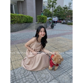 Đầm 2 dây xốp trơn [STORY] D1007 (ảnh thật)