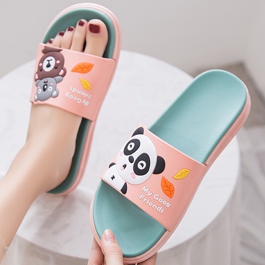 Dép Quai Ngang Unisex Nam Nữ Panda Gấu Trúc - Đế Dẻo Đi Cực Êm Chân