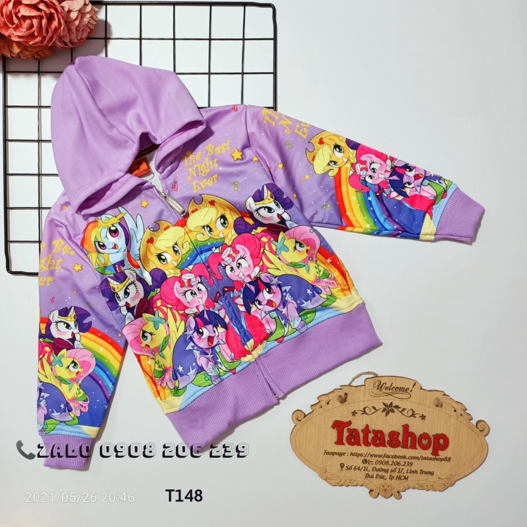 Áo khoác bé gái Elsa, Pony, Frozen hàng xịn đẹp T149