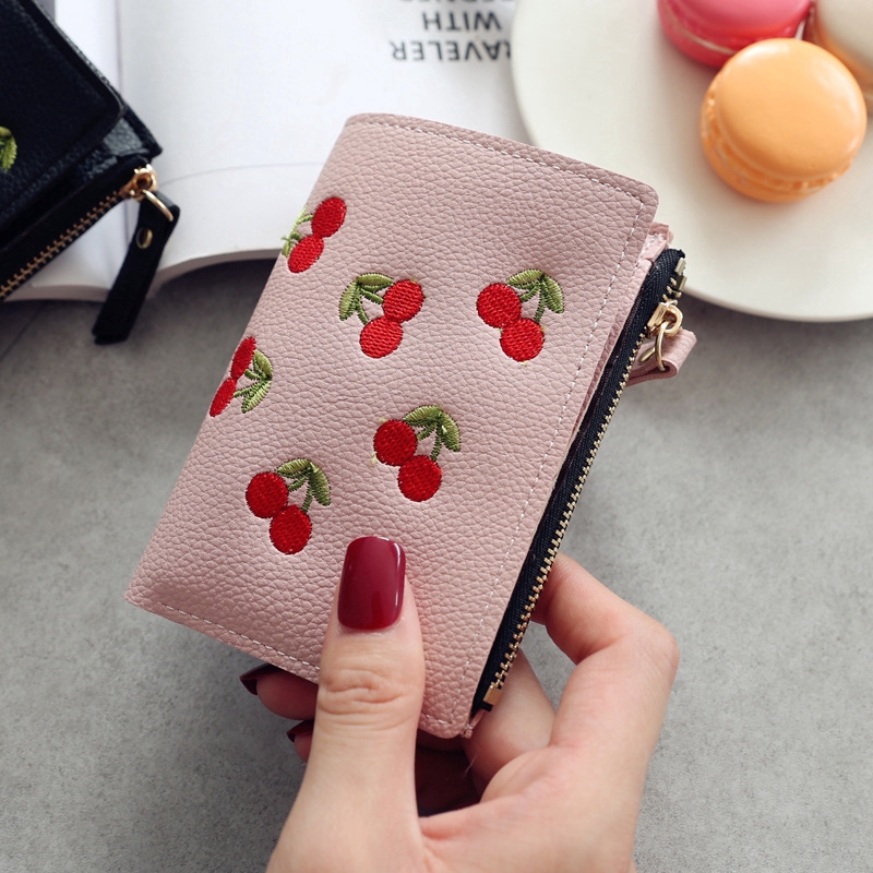 IELGY Ví nữ thêu hình quả cherry