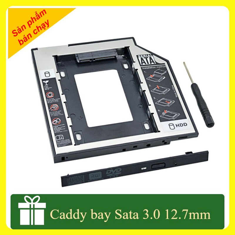 Khay ổ cứng Caddy Bay dày 12.7mm (Gắn Ổ Cứng Thay Ổ Quang Laptop)