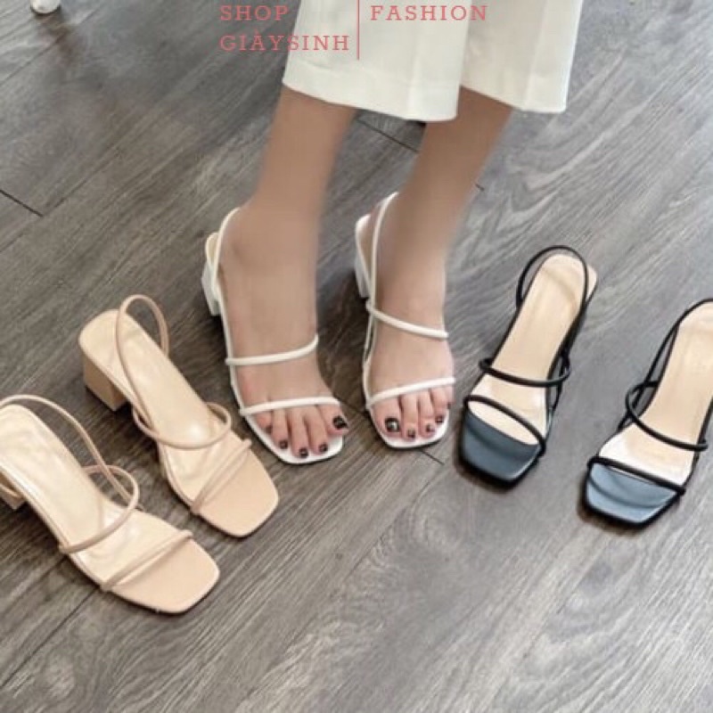 Giày Sandal cao gót 5 phân,Dép nữ gót vuông quai dây mảnh xinh xắn dễ phối đồ Mã S13