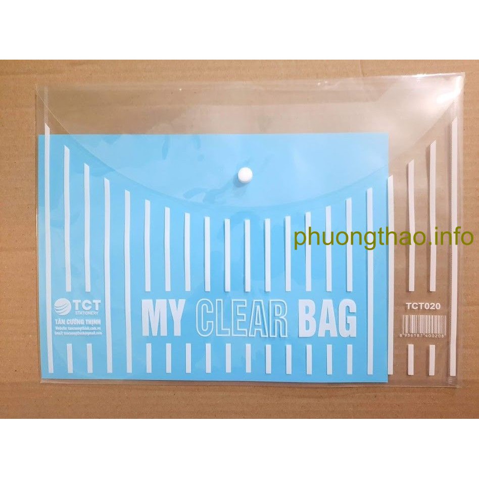 10 Túi khuy bấm, túi đựng tài liệu My clear bag - Khổ F dày ( to hơn khổ A4 ){Loại dày đẹp}.