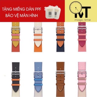 [TẶNG PPF BẢO VỆ MÀN HÌNH]  Dây Da #Hermes Phối Màu cho Apple Watch
