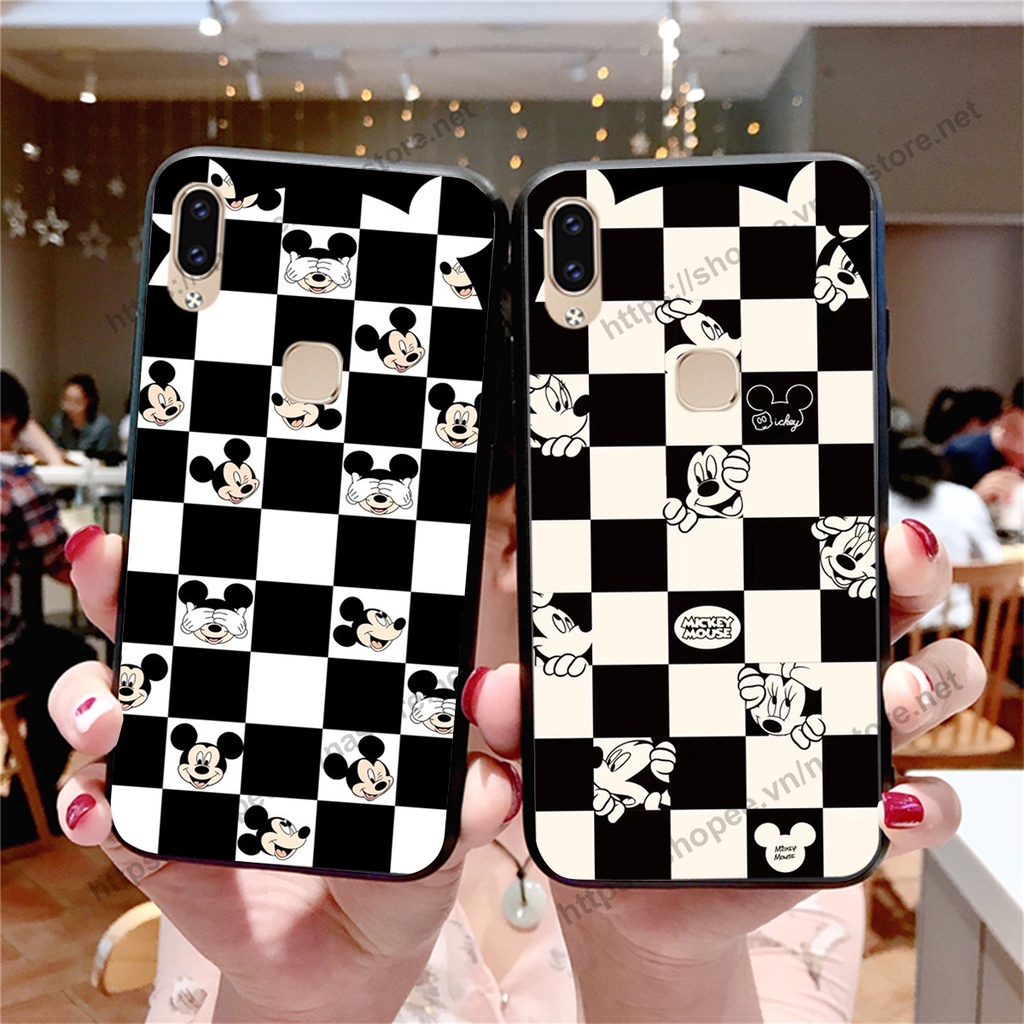 Ốp lưng Vivo V9 / V9 Youth trái tim họa tiết caro, mikey họa tiết beabrick kaws cute