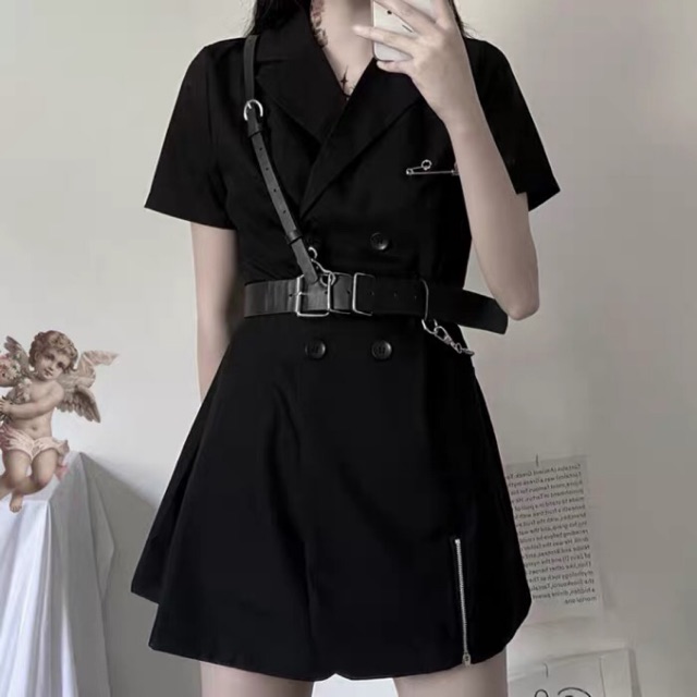 (SẴN) Áo váy vest ulzzang cá tính 2020 kèm đai | BigBuy360 - bigbuy360.vn