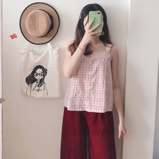 Áo dây bản to caro
