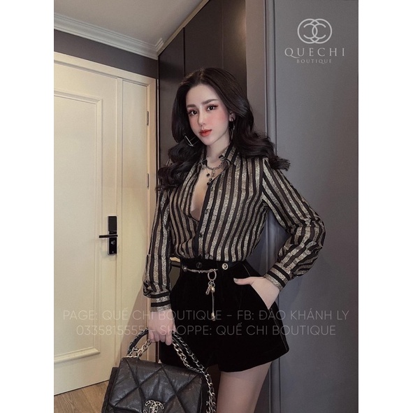 Áo sơmi kẻ sọc nhũ DOLAMI