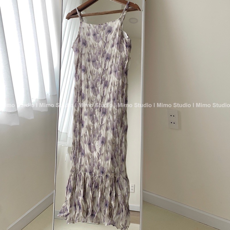 ĐẦM 2 DÂY HOA DÁNG SUÔNG DÀI- BLAZER TÍM OVERSIZE